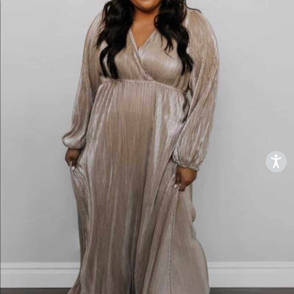 Baltic Born Venus gold pleated maxi dress XXL